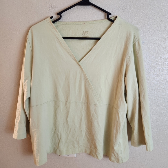 J. Jill Tops J Jill Crossover 34 Sleeves Yellow Soft Tee Top Large